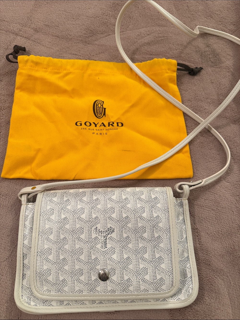 Goyard White Goyardine Mini Crossbody with White Trim